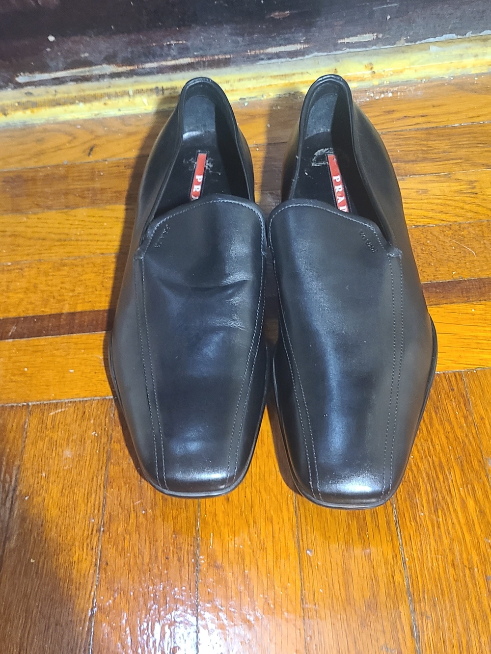 Prada Black Leather Slip-On Loafers